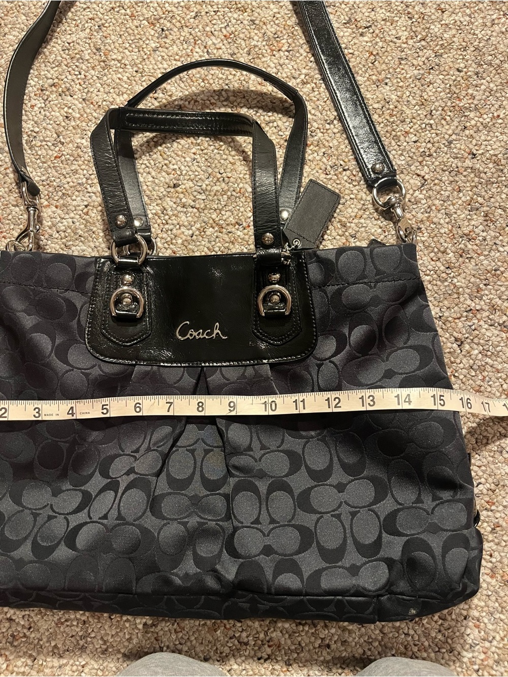 Coach Black Ashley Signature Tote Bag with Removable Strap - Picture 14 of 15
